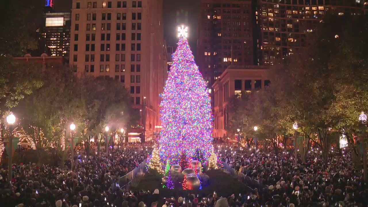 Chicago lights its Christmas tree