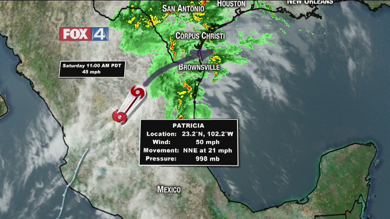 Patricia moves toward South Texas