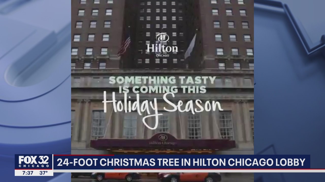 24-foot Christmas tree revealed at Hilton in Chicago