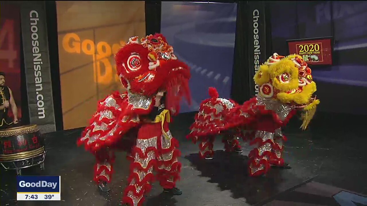 Lion dancers help celebrate the Chinese new year