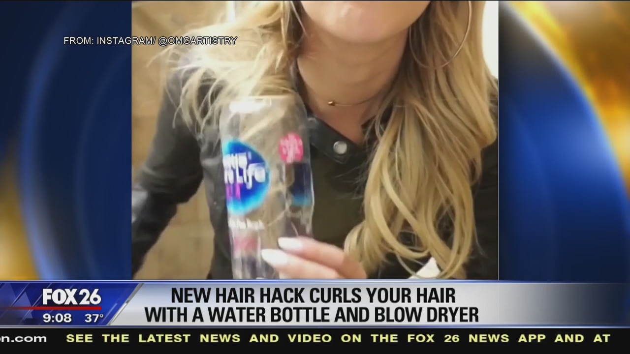 New hair hack curls your hair with water bottle and blow dryer