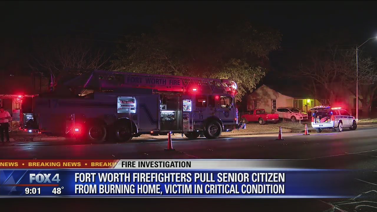 Fort Worth firefighters pull senior citizen from burning home