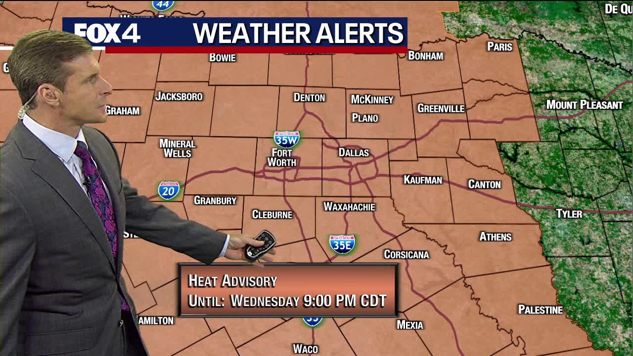 Heat advisories in place through at least Wednesday