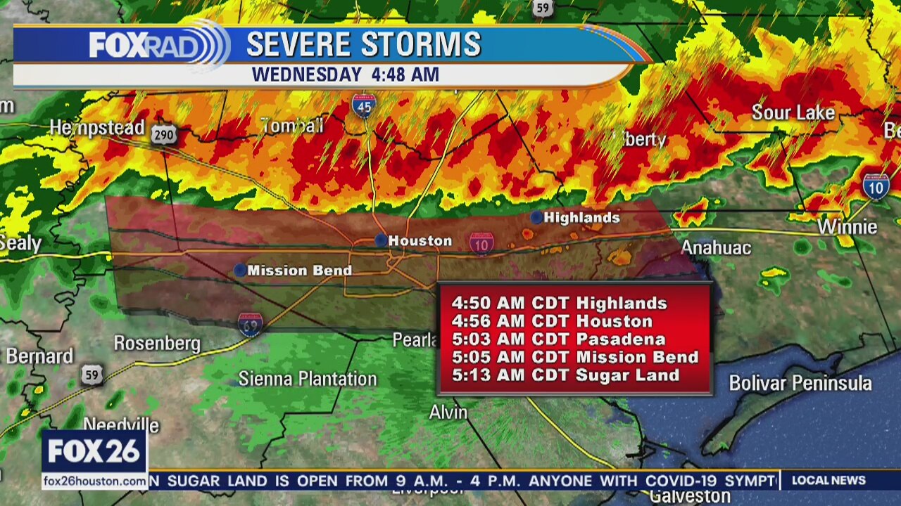 Severe weather 5am Wednesday
