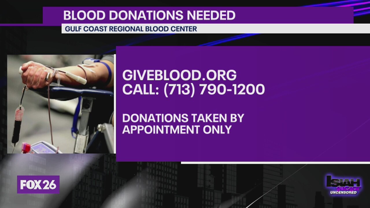 Gulf Coast Regional Blood Center in need of donations