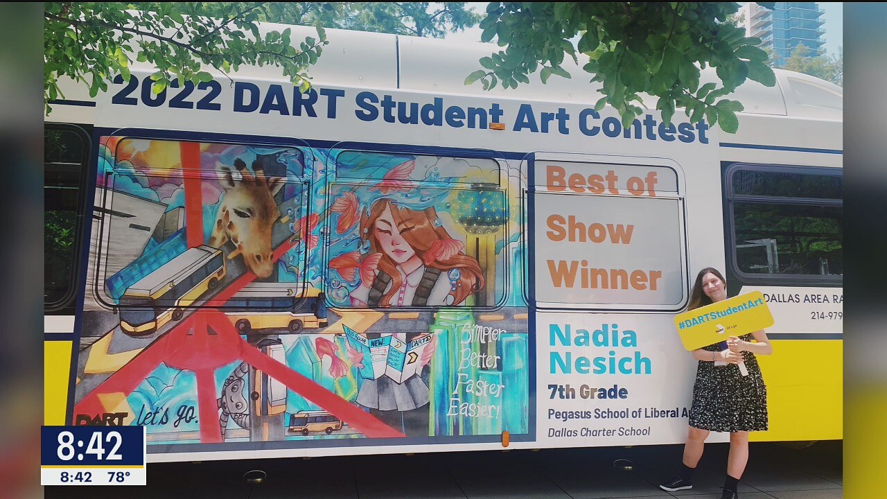 North Texas 7th grader's artwork featured on DART buses