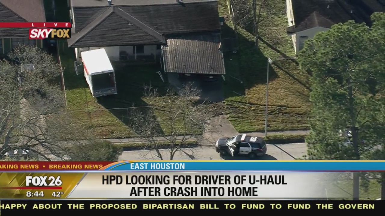HPD looking for driver after U-Haul crashes into home in east Houston
