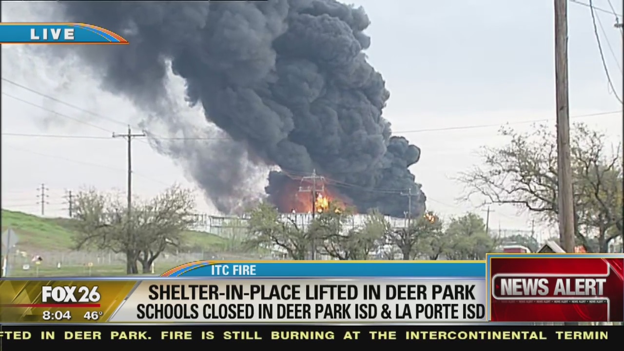 Shelter-in-place lifted in Deer Park; fire continues
