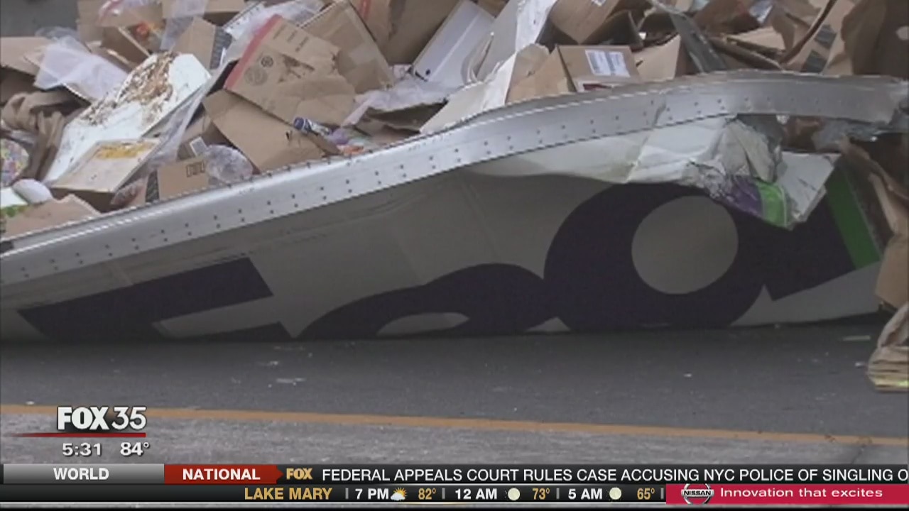 FedEx truck crash leaves massive mess on I-4