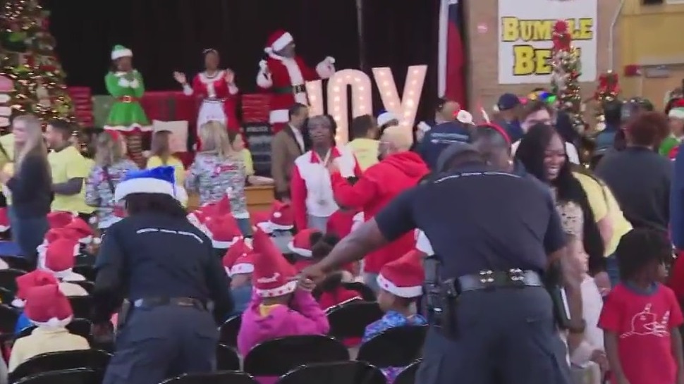 Surprise Christmas party at Young Elementary