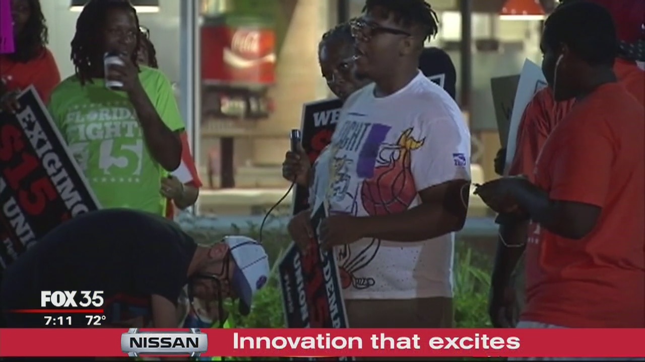 Protestors demanding $15 minimum wage