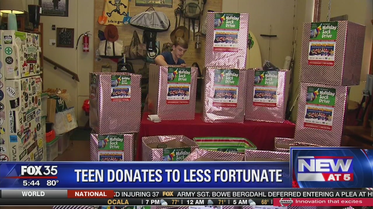 Florida teen collects thousands of socks for needy