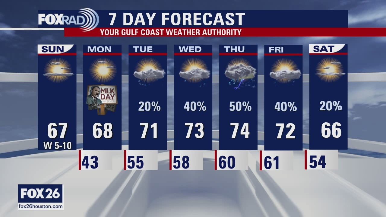Houston-area weather forecast; January 17th