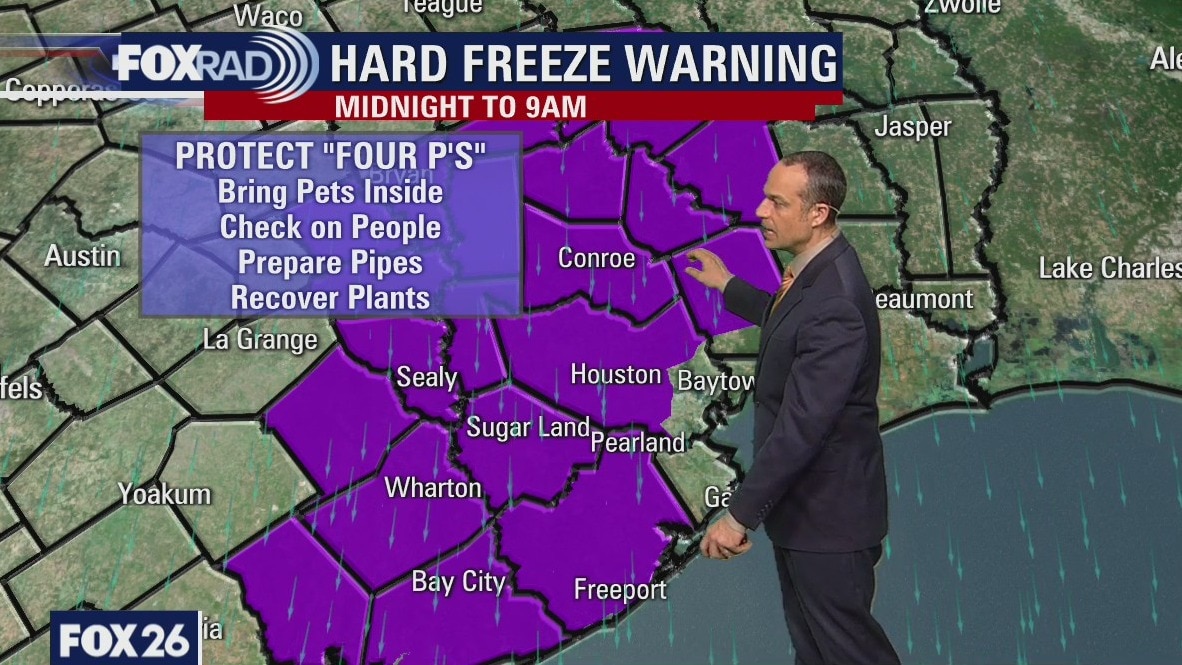 Hard Freeze Warning from midnight to 9 a.m.