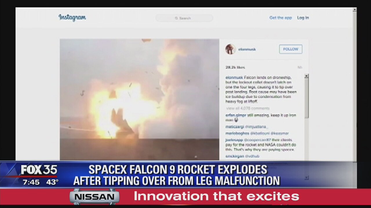 SpaceX Falcon 9 rocket explodes