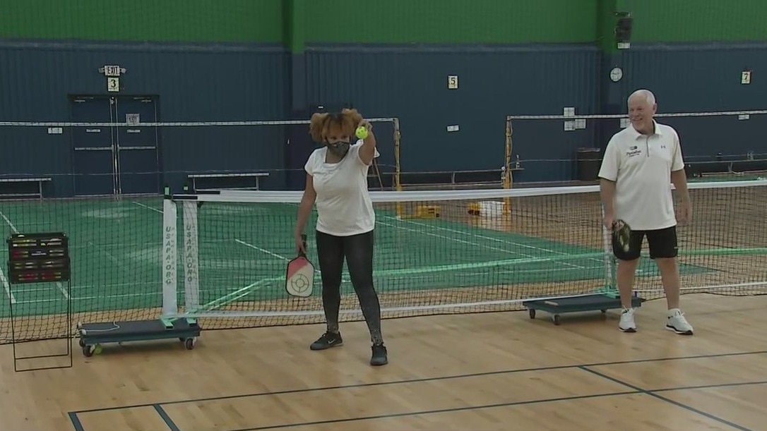 Playing pickleball in Houston