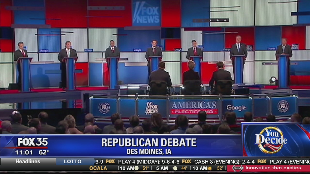 GOP rivals mock Trump, make most of absence