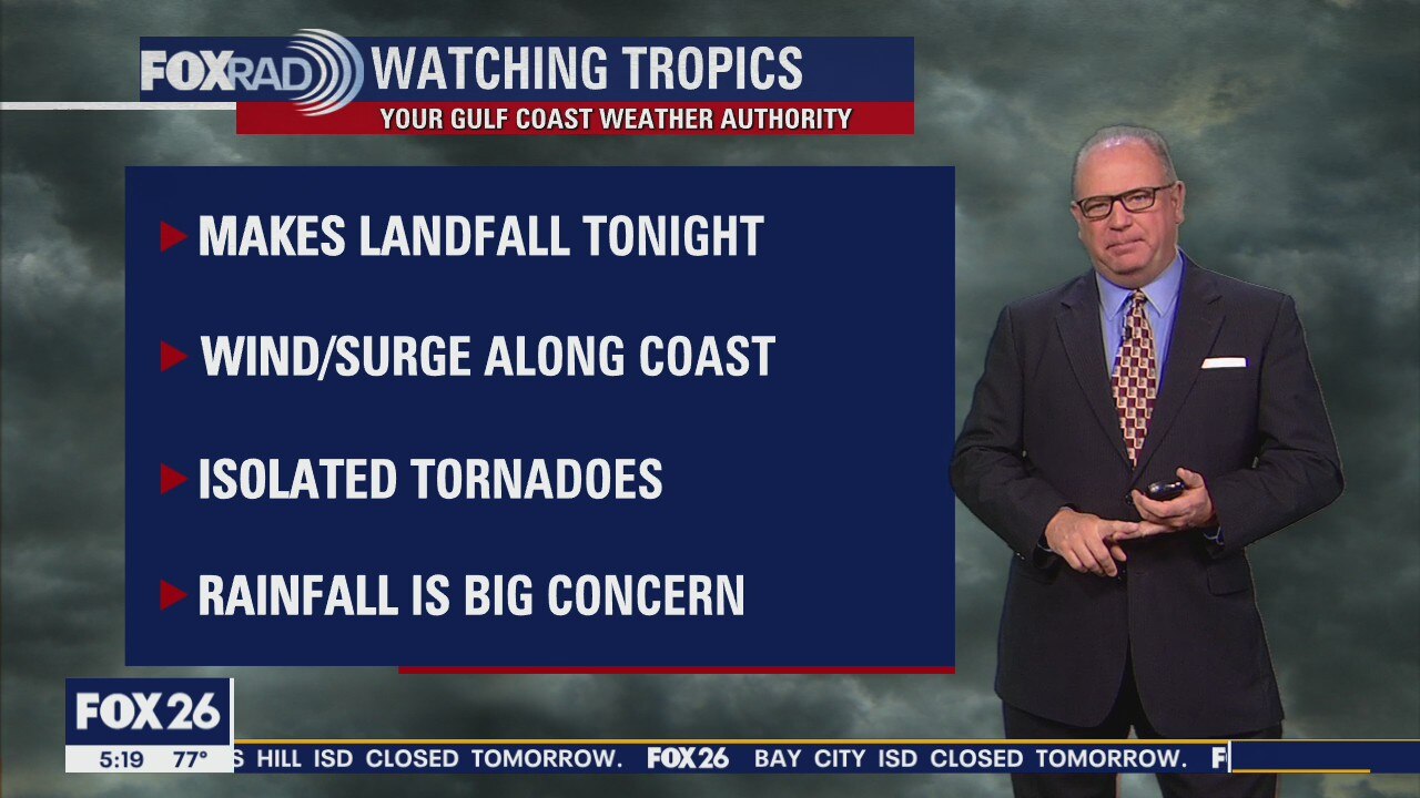 Monday evening weather forecast and 5 p.m. update on Tropical Storm Nicholas