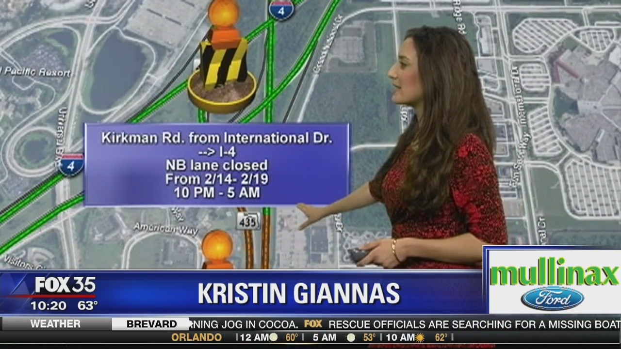 Lane closures on Kirkman road