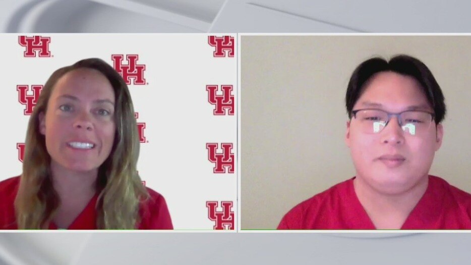 A pair of nursing students discuss National Nurses Week