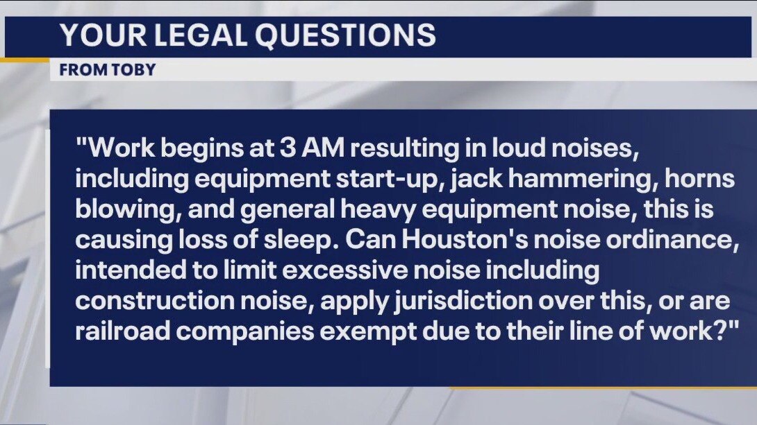 Your Legal Questions: Rail maintenance noise; lawsuit; vehicle repairs
