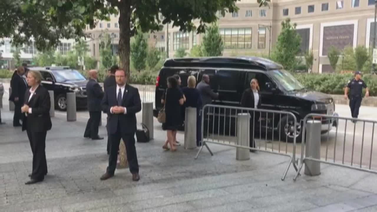 Hillary Clinton stumbles getting into car
