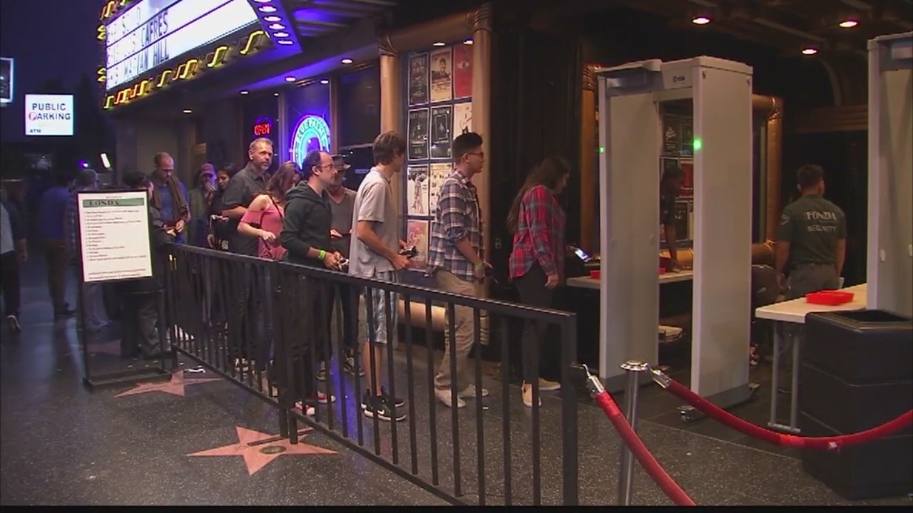 Metal detectors at entrance to the Fonda Theater