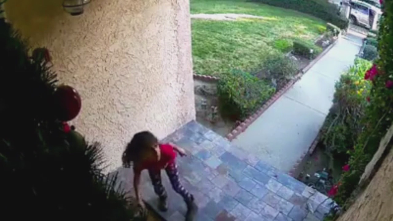 VIDEO: Child 'porch pirate' steals package from Northridge home