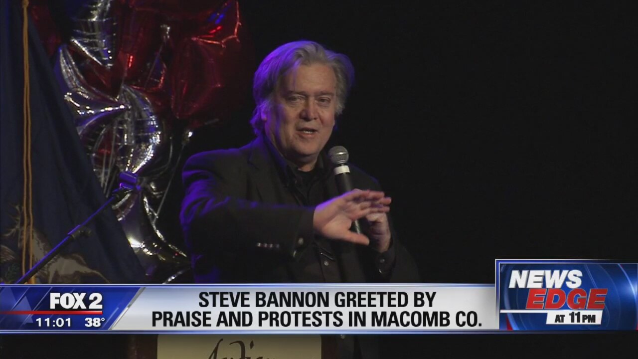 Ex-Trump strategist Steve Bannon greeted with praise, protest in Macomb County