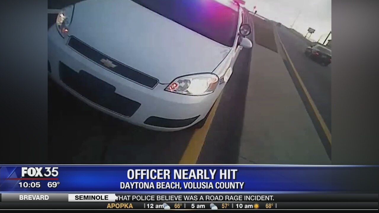 Officer nearly hit in Daytona Beach