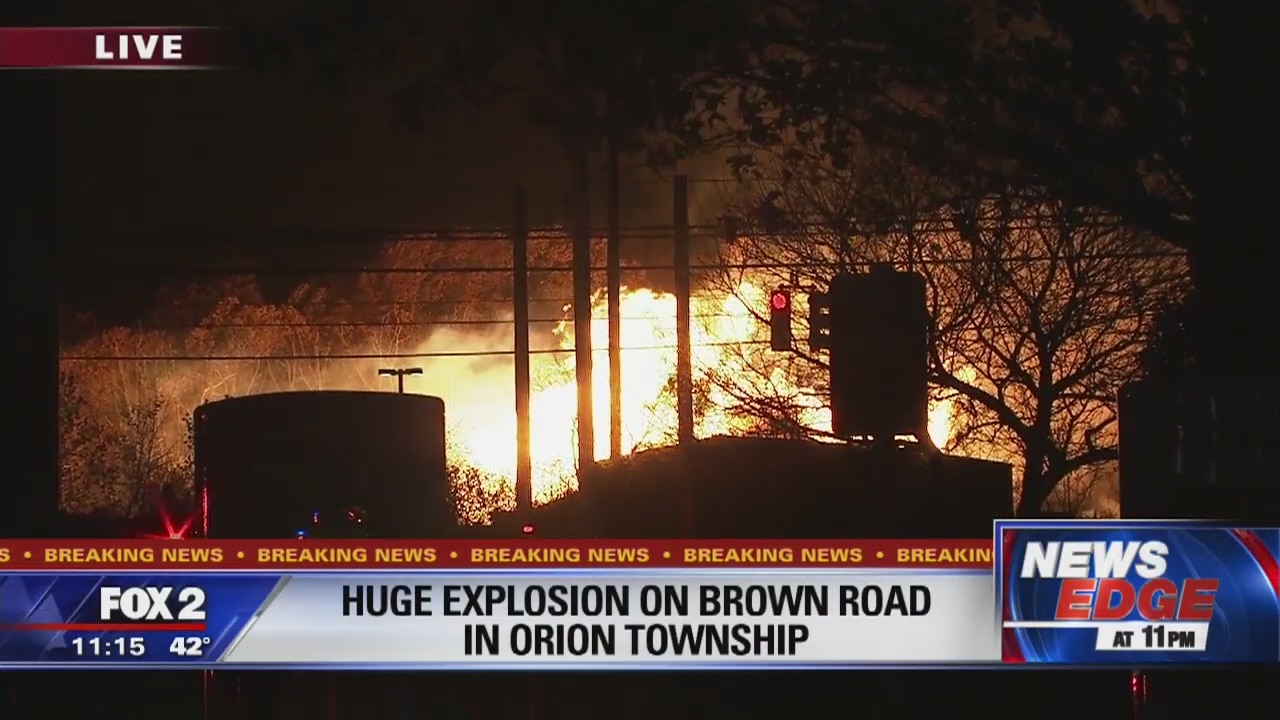 Huge explosion, fire on Brown Road in Orion Township