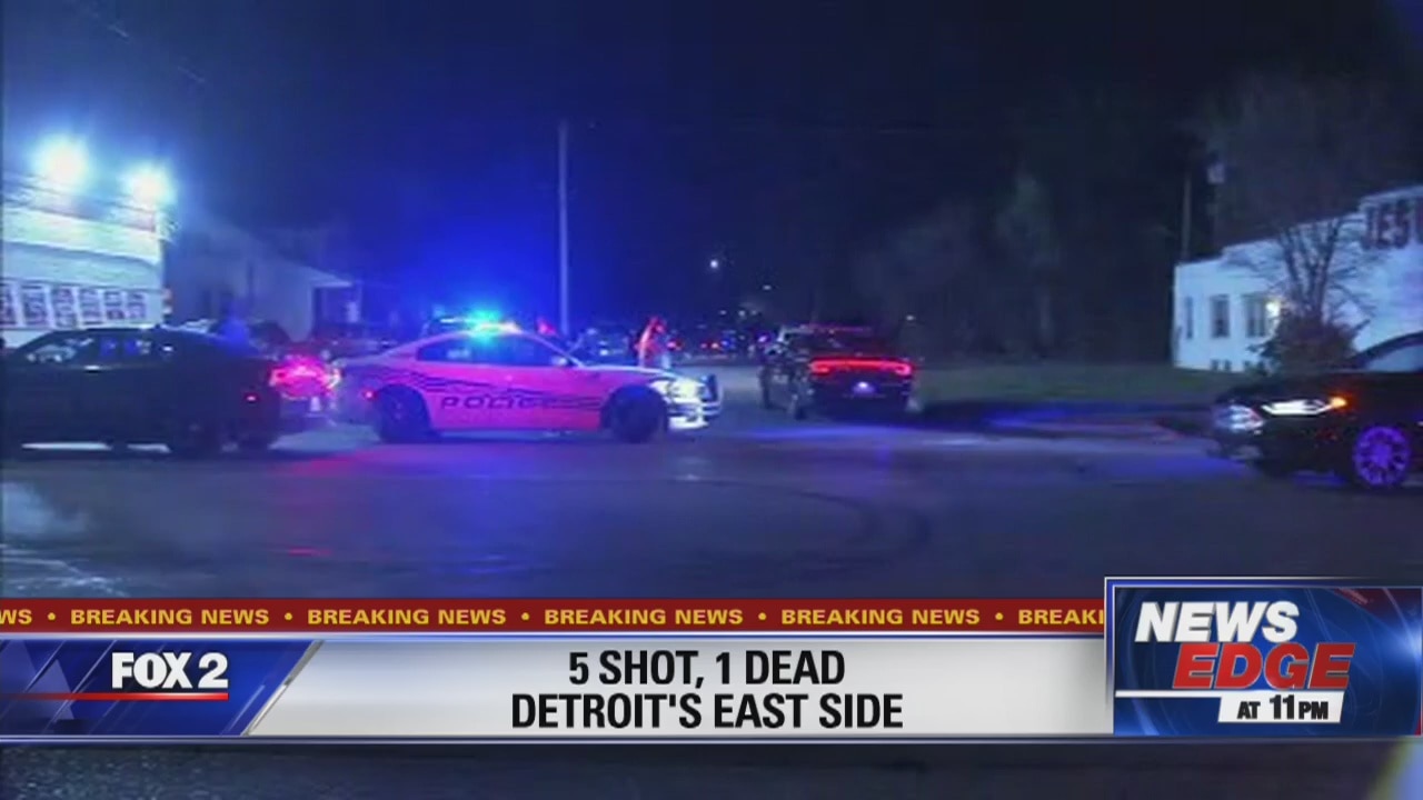 5 people shot, 1 killed in drive-by on Detroit's east side