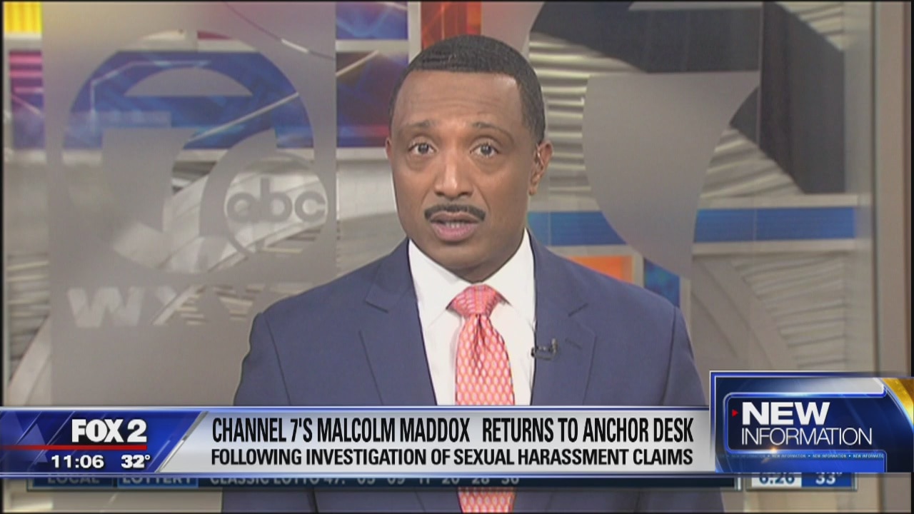 WXYZ's Malcolm Maddox returns to work after harassment probe