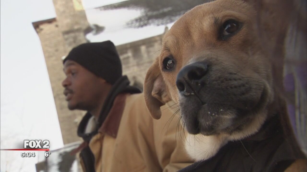 Homeless man sleeping outside with his dog; both get helping hand