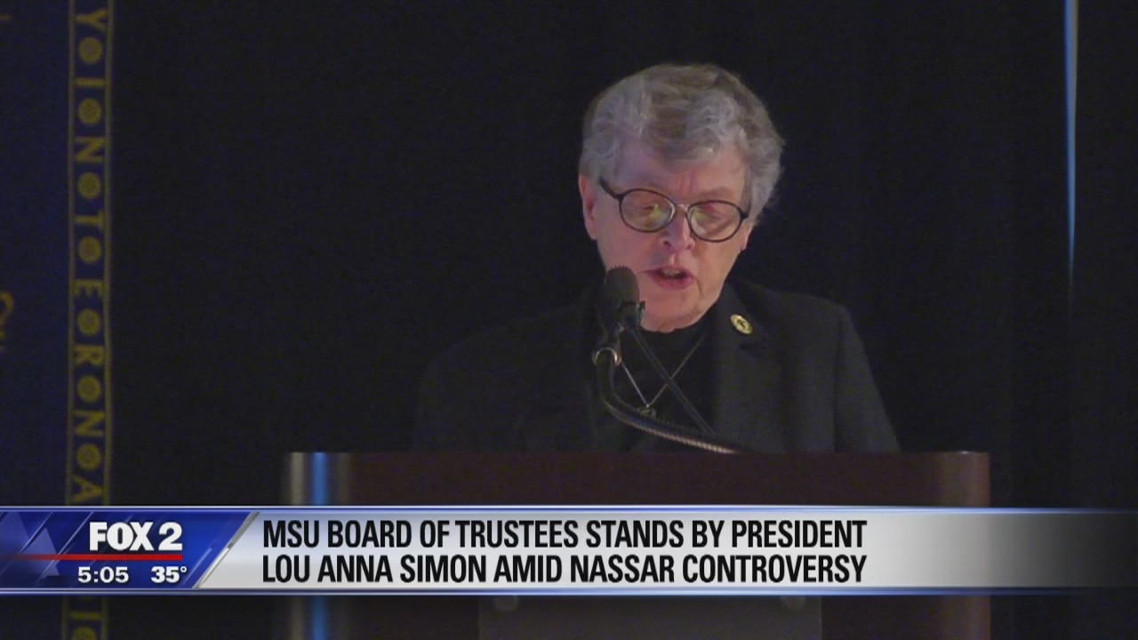 MSU Board of Trustees backs president Lou Anna Simon amid Nassar scandal