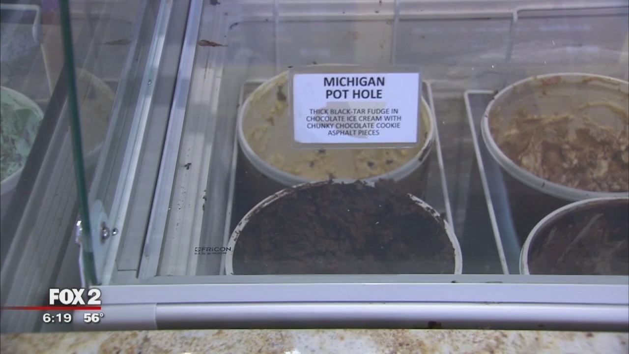 Franklin shop offers free ice cream to pot hole victims of Michigan's rocky roads