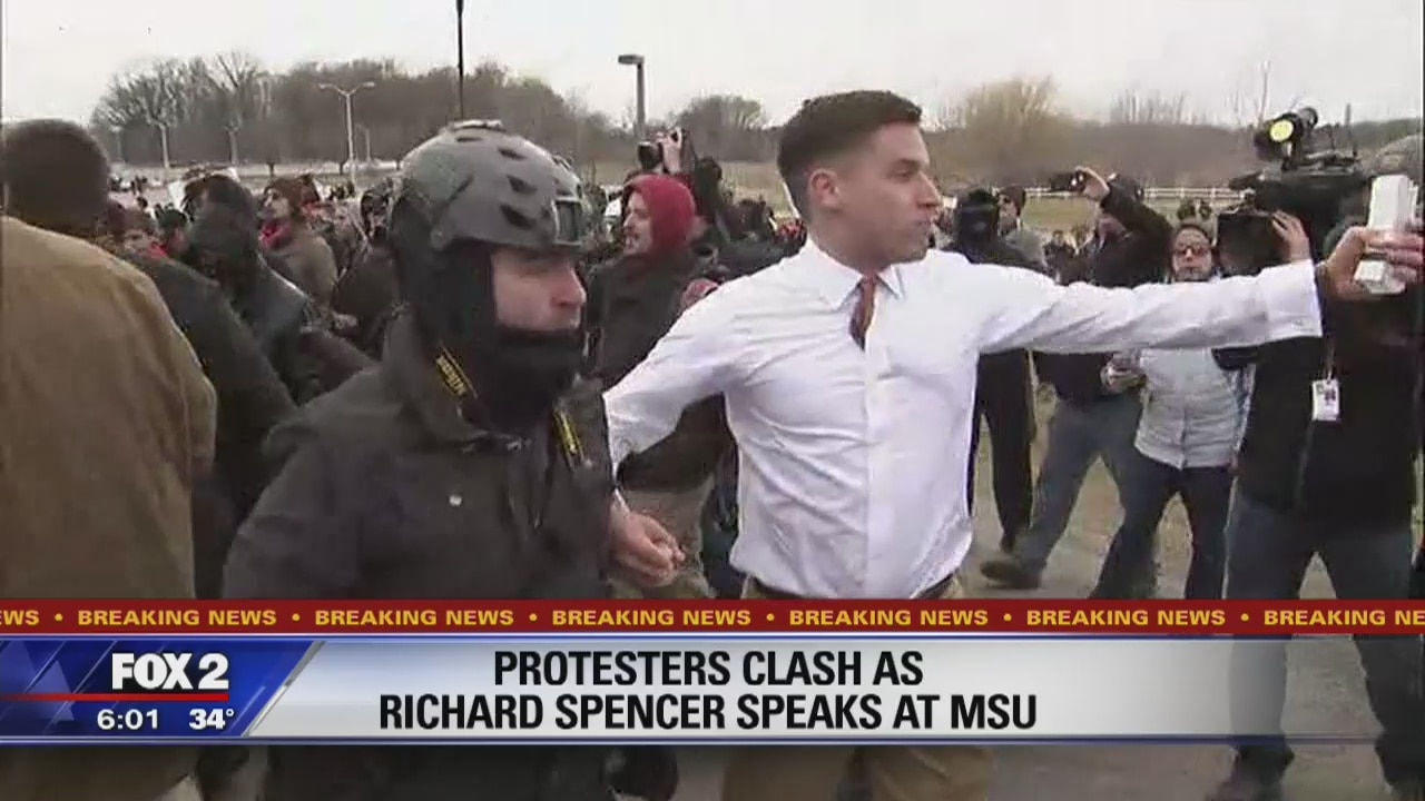 Violent clashes break out at white nationalist gathering at Michigan State