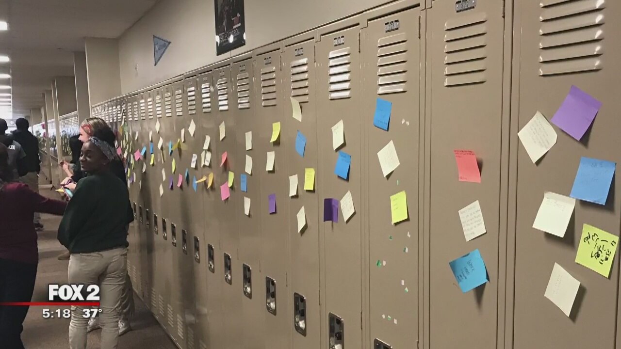 Arbor Prep had a 'walk-up Wednesday' with sticky notes of hope