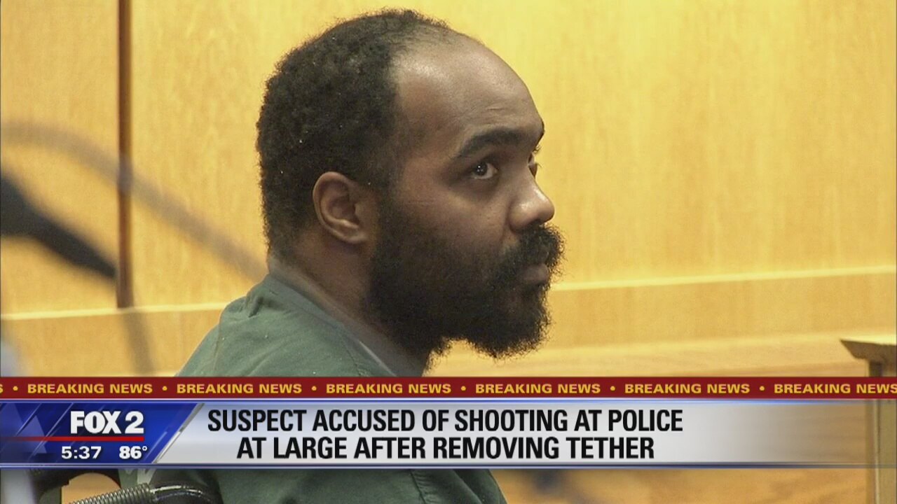 Suspect out on bond for shooting at Detroit police cuts tether