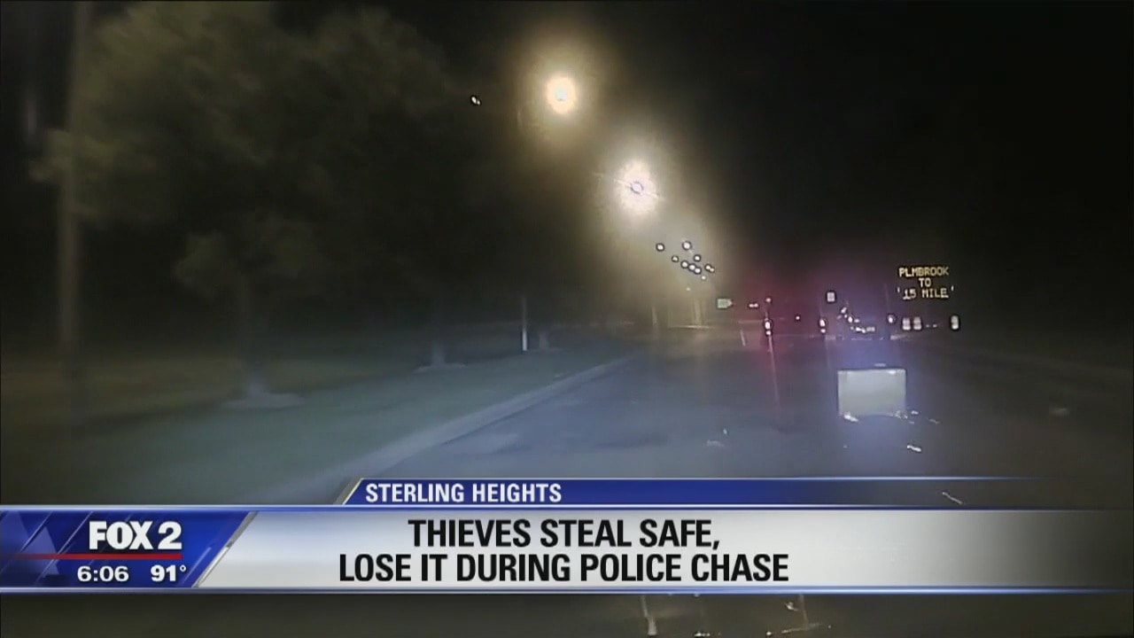 Stolen safe with GPS tracker leads to Sterling Heights police chase