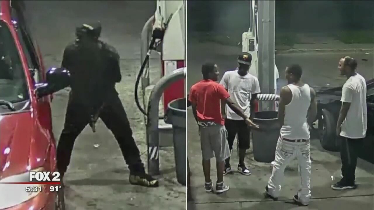 Group of men shoots at man at gas station, then at Detroit Police