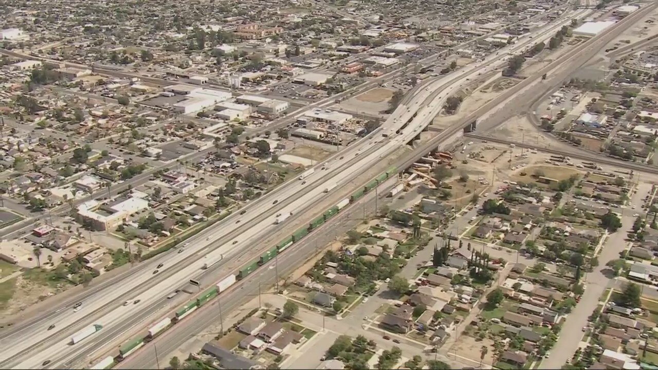 13 cars derailed in Colton after Union Pacific freight train goes off tracks, catches fire
