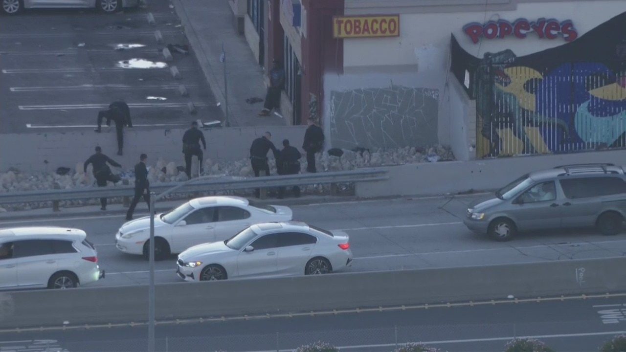 Police chase driver on foot