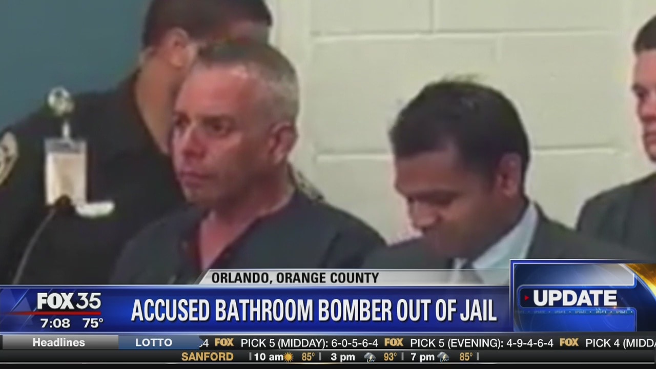 Accused bathroom bomber out of jail