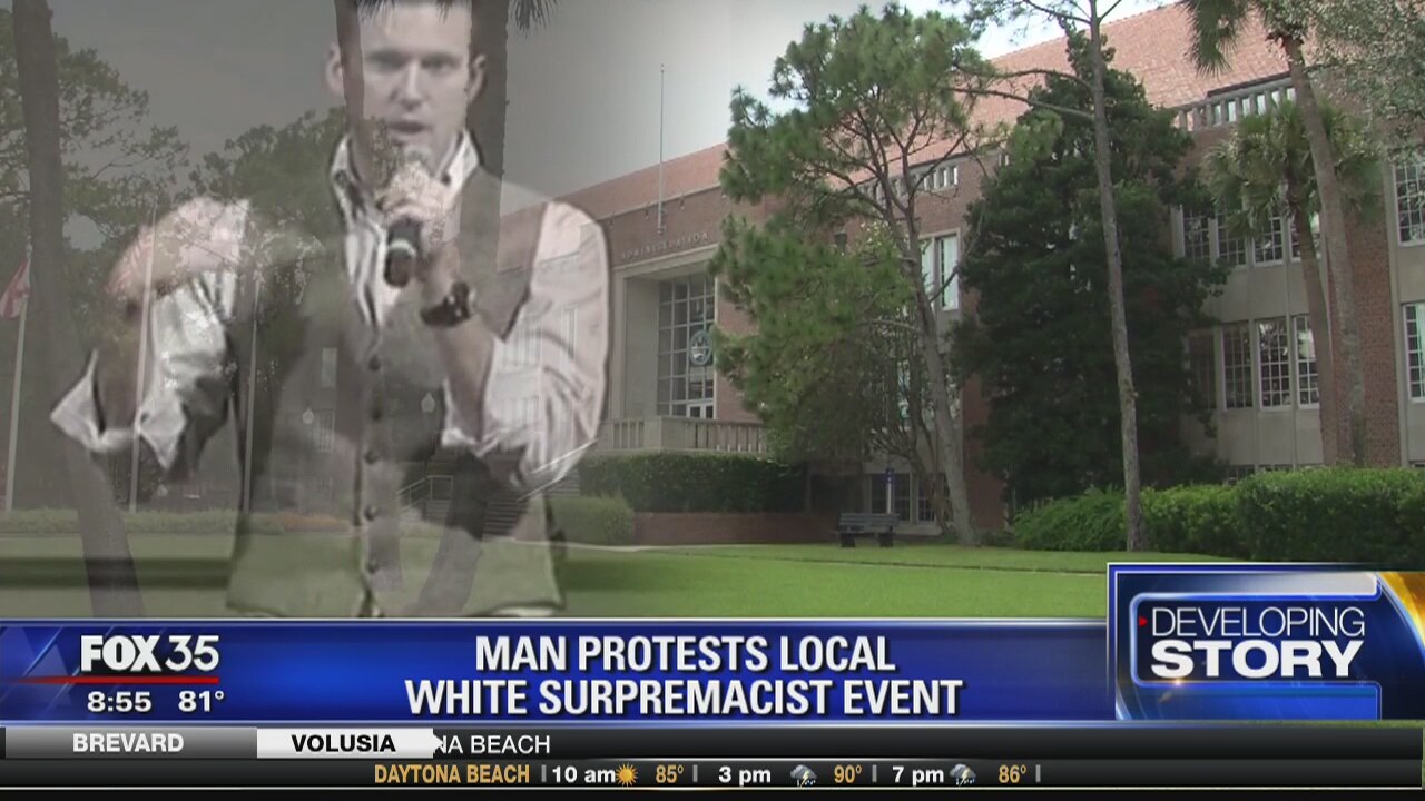 Man protests local white supremacist event