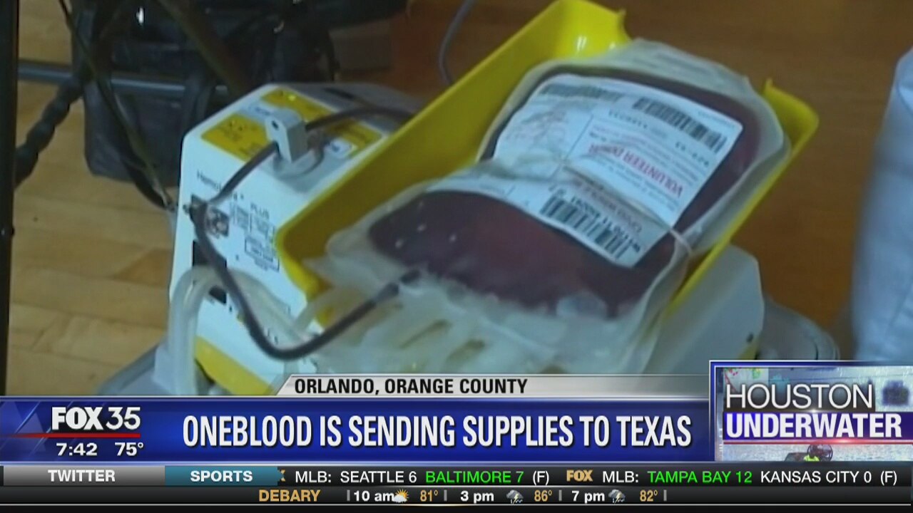 OneBlood is sending supplies to Texas