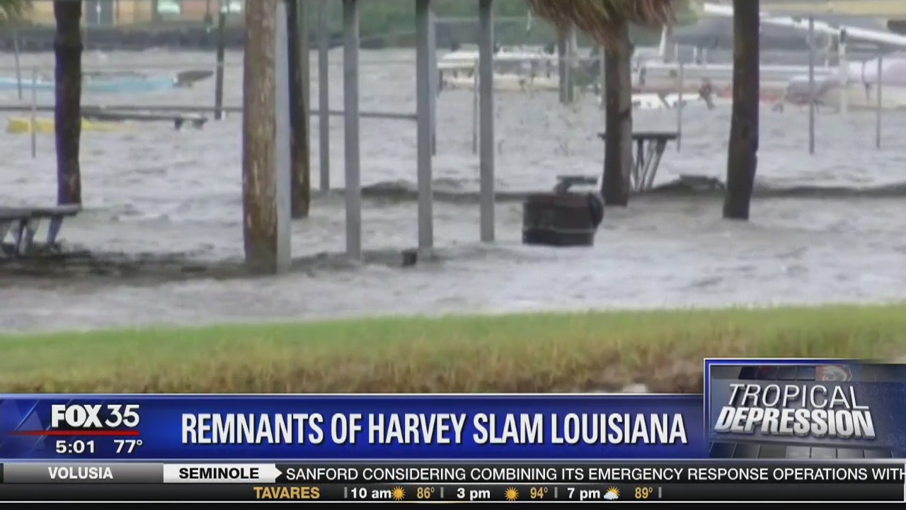 Remnants of Harvey slam Louisiana