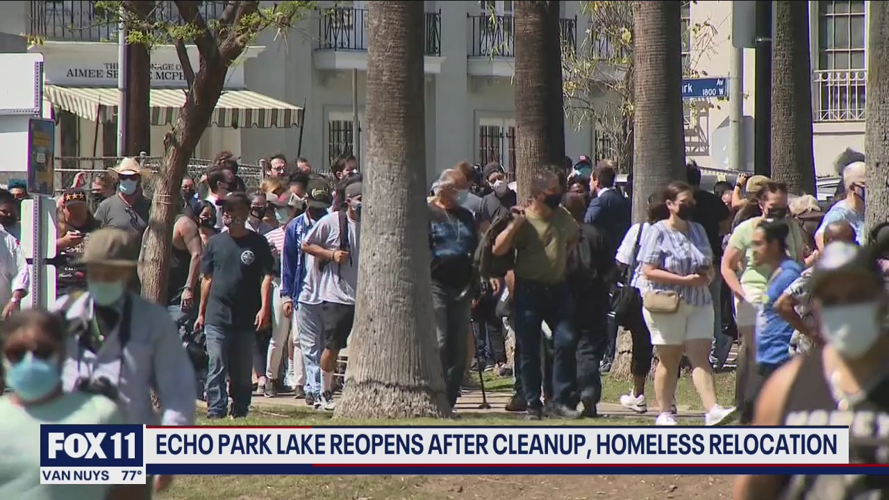Echo Park Lake reopens following cleanup, homeless relocation