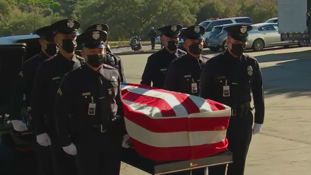 Funeral service for LAPD officer Fernando Arroyos