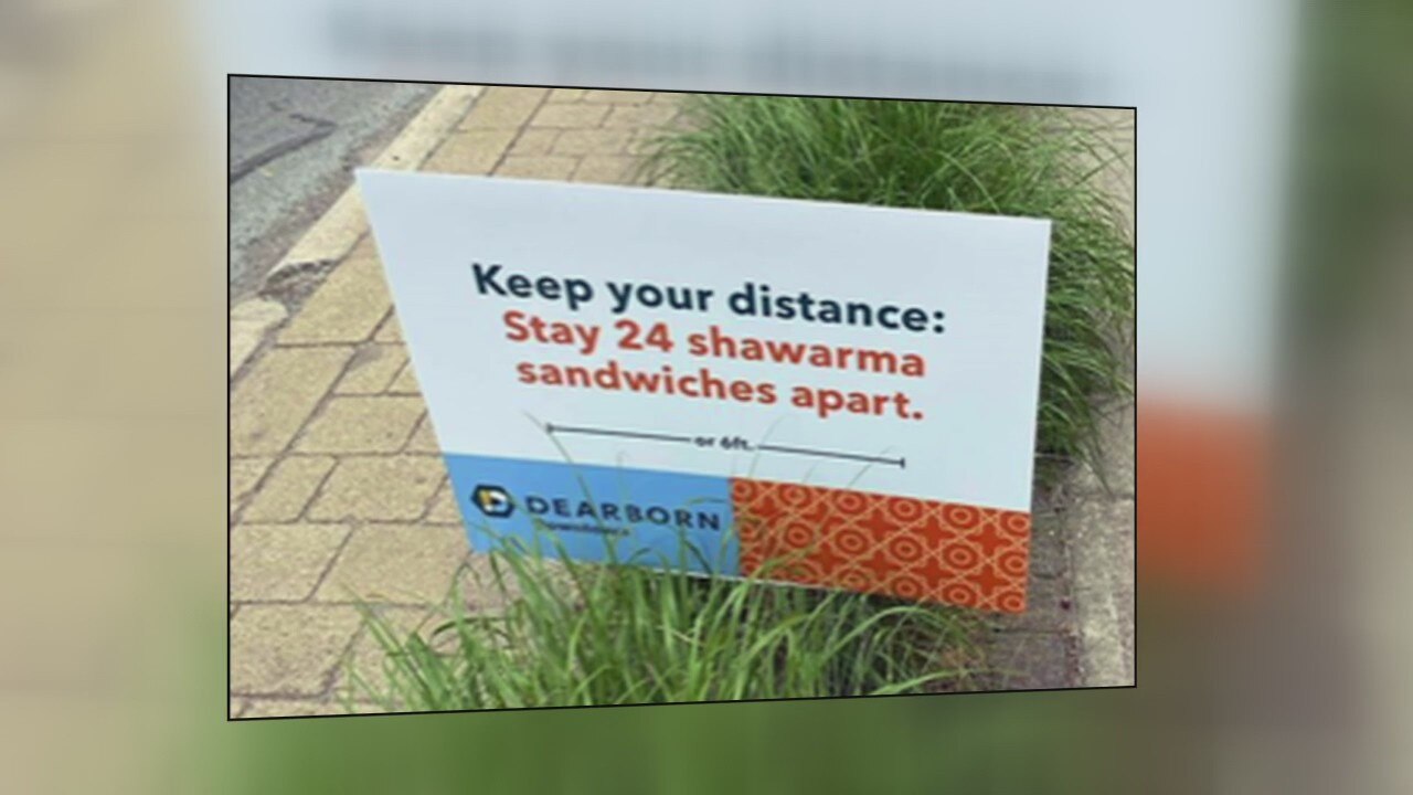 Social distancing signs using shawarma as reference taken down in Dearborn
